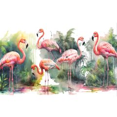 14558 - Natura flamingi akwarela dżungla