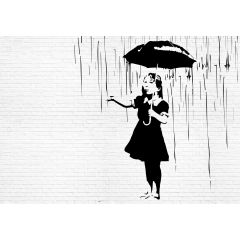 2896 - Dziewczynka z parasolem w deszczu Banksy